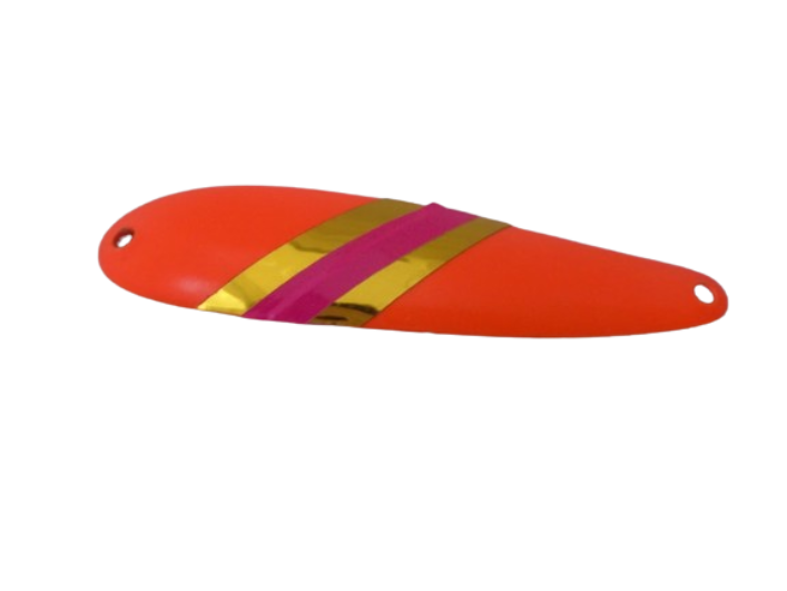 fishing SPOON orange/gold/pink TROLLING WALLEYE SALMON RAINBOW TROUT LURE eye