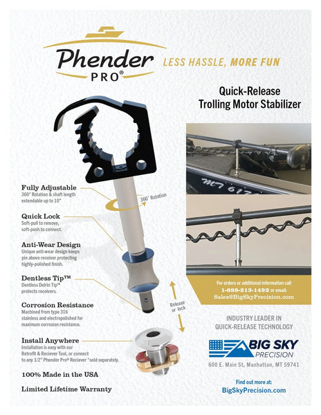 Big Sky Phender Pro 1/2" QUICK RELEASE TROLLING MOTOR STABILIZER  BSPA-1418