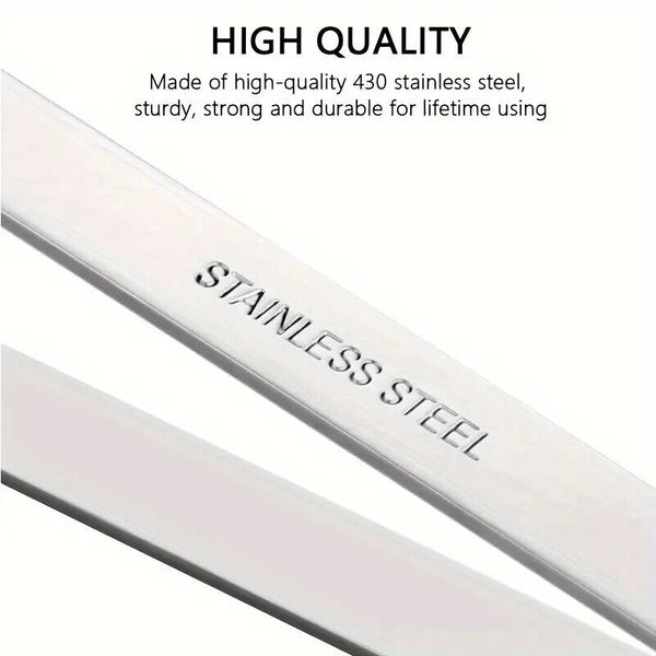 2pcs Fishbone Tweezers, Stainless Steel Flat And Tilted Tweezers